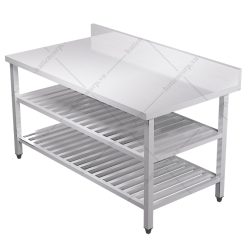 Bàn inox 3 tầng kệ thanh có thành