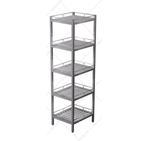 Kệ inox 5 tầng - Kệ thanh có lan can
