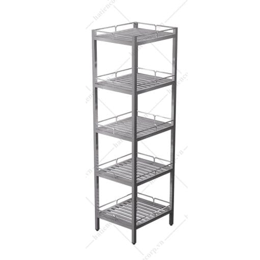 Kệ inox 5 tầng - Kệ thanh có lan can