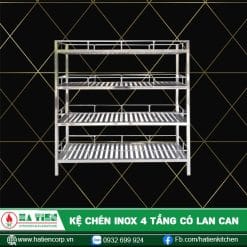 kệ chén 4 tầng inox có lan can