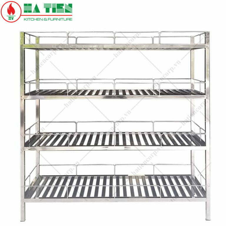 Kệ inox - Kệ thanh 4 tầng có lan can