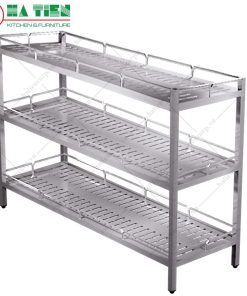 Kệ inox đột lỗ 3 tầng có lan can