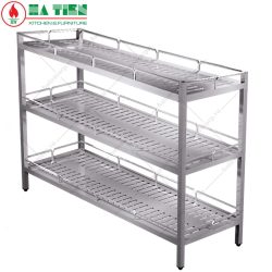 Kệ inox đột lỗ 3 tầng có lan can