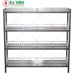 Kệ inox - Kệ 4 tầng đột lỗ có lan can