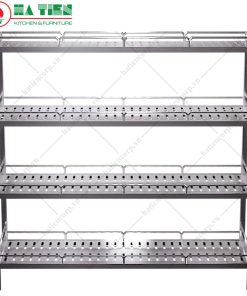 Kệ inox - Kệ 4 tầng đột lỗ có lan can