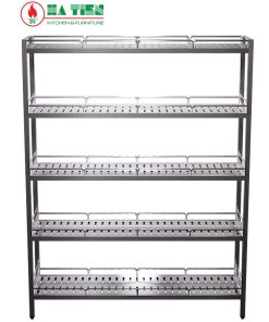 Kệ inox- Kệ đột lỗ 5 tầng có lan can