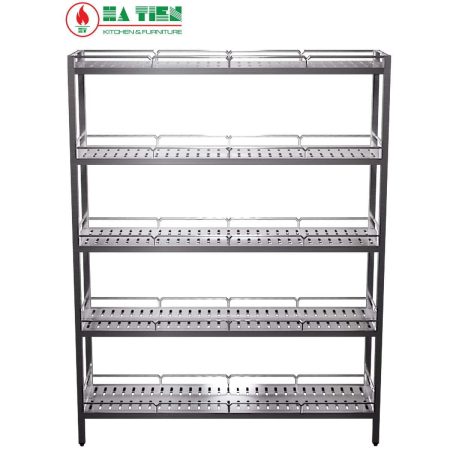 Kệ inox- Kệ đột lỗ 5 tầng có lan can