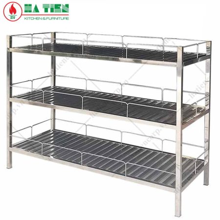Kệ inox - Kệ thanh 3 tầng có lan can