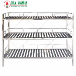 Kệ inox - Kệ thanh 3 tầng có lan can