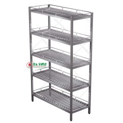 Kệ inox - Kệ thanh 5 tầng có lan can