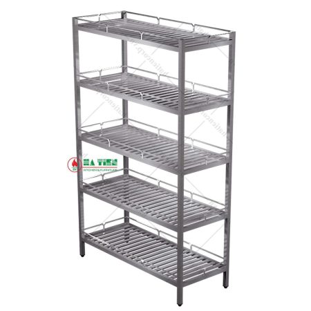 Kệ inox - Kệ thanh 5 tầng có lan can
