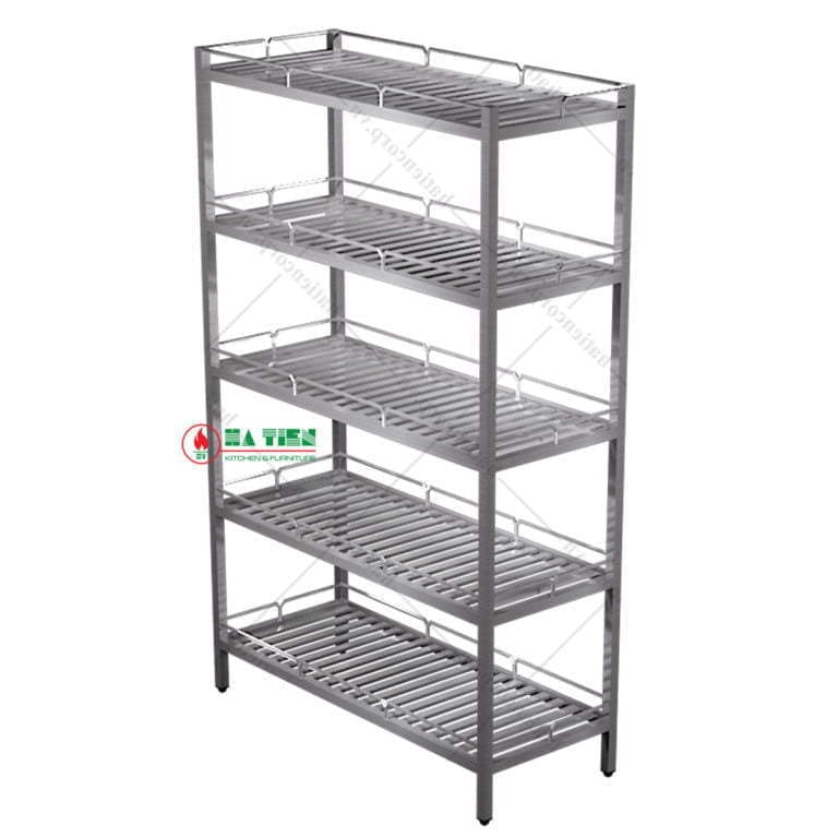 Kệ inox - Kệ thanh 5 tầng có lan can