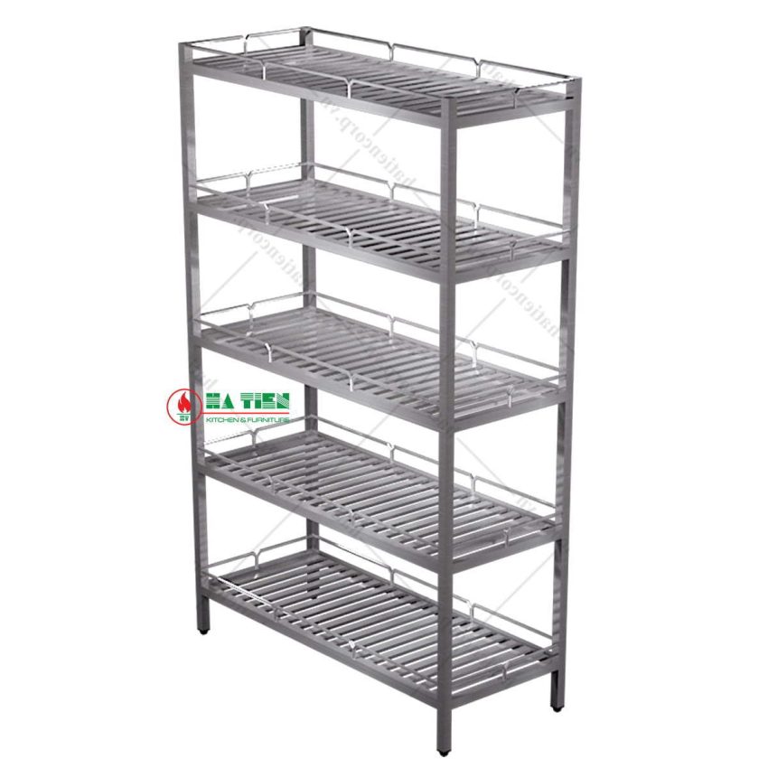Kệ inox - Kệ thanh 5 tầng có lan can