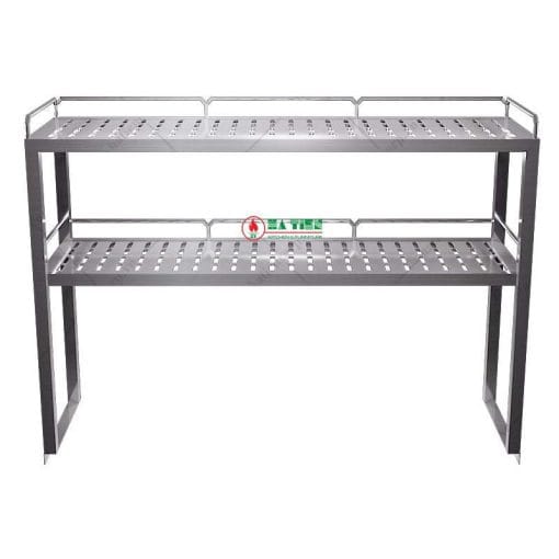 Kệ inox - Kệ đột lỗ 2 tầng đặt trên bàn