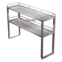 Kệ inox - Kệ đột lỗ 2 tầng đặt trên bàn
