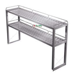 Kệ inox - Kệ đột lỗ 2 tầng đặt trên bàn