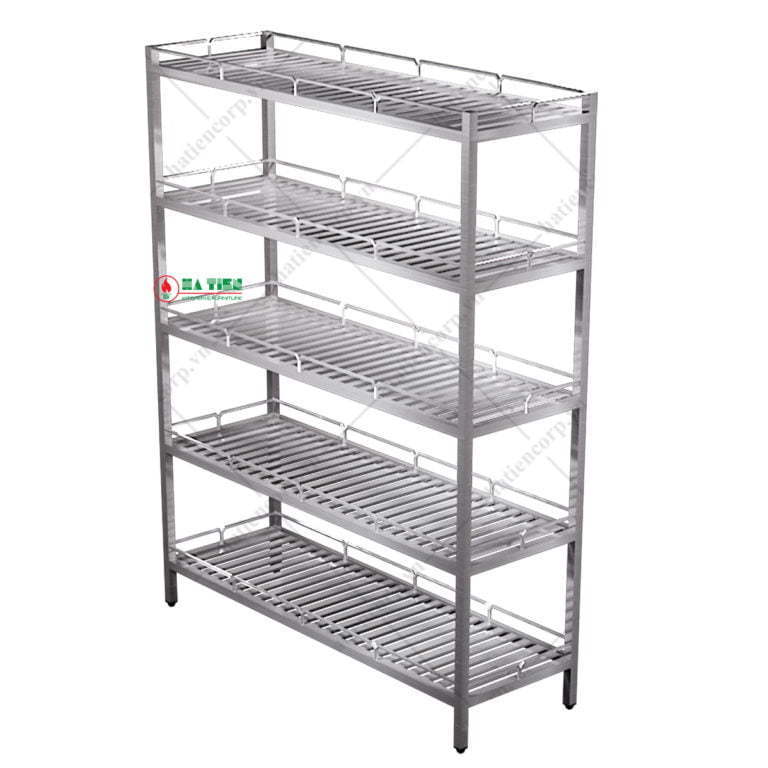 Kệ inox - Kệ thanh 5 tầng có lan can
