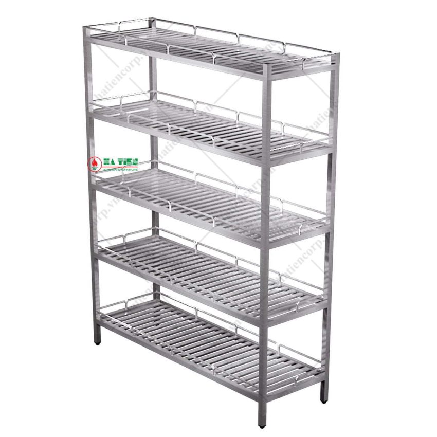 Kệ inox - Kệ thanh 5 tầng có lan can