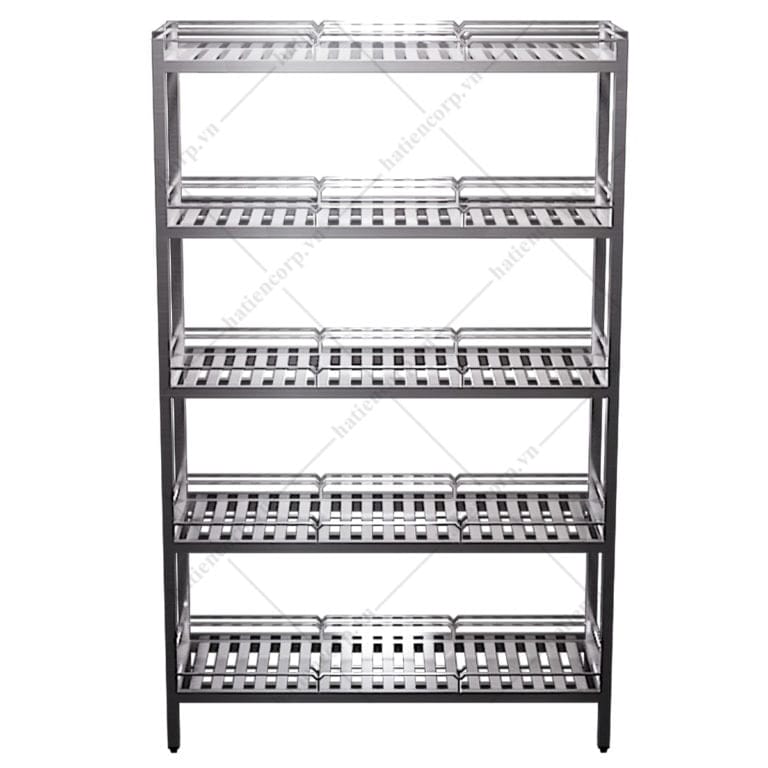 Kệ thanh inox 5 tầng có lan can