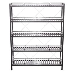 Kệ inox 5 tầng - kệ thanh có lan can