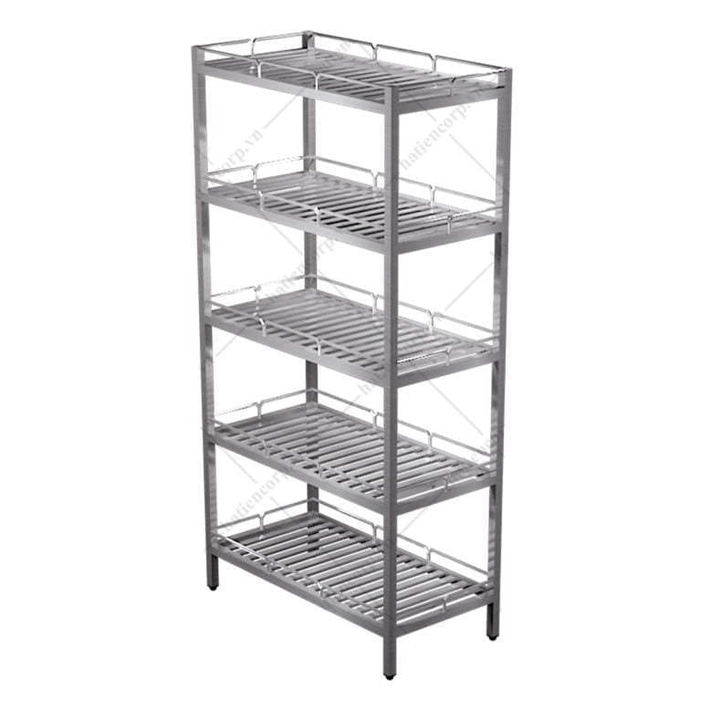 Kệ thanh inox 5 tầng có lan can