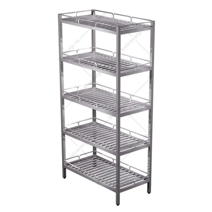 Kệ thanh inox 5 tầng có lan can