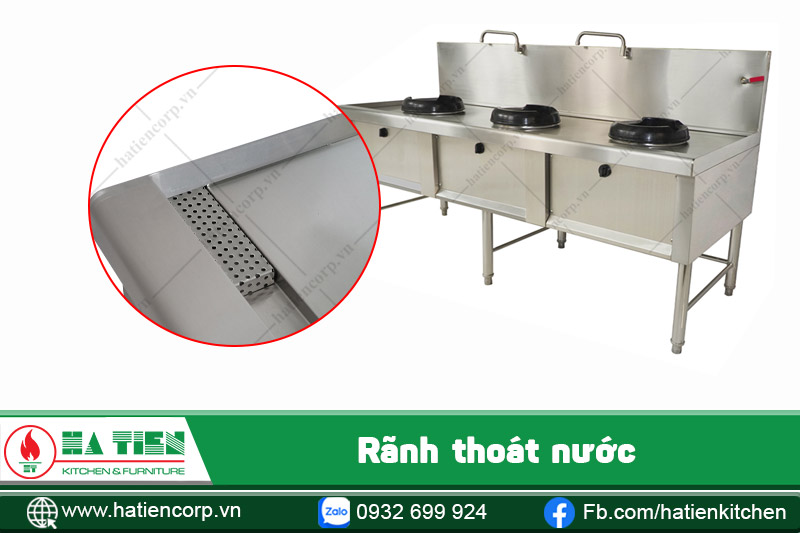 rãnh thoát nước của bếp á 3 họng