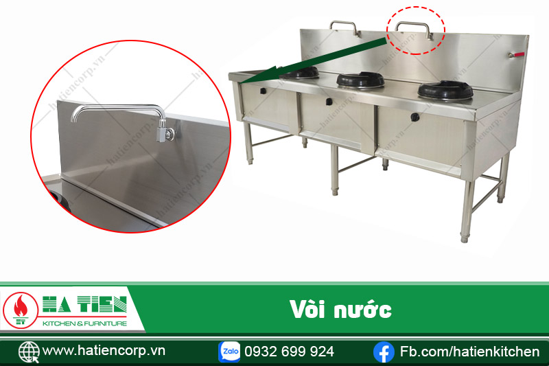 bếp á 3 họng có vòi nước