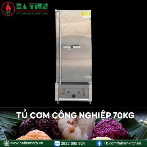 tủ cơm công nghiệp 70kg bằng gas