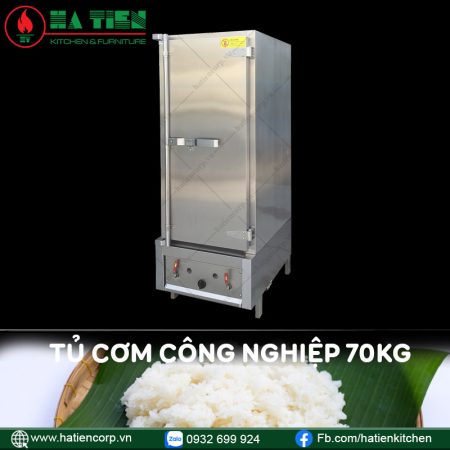 tủ cơm công nghiệp 70kg bằng gas