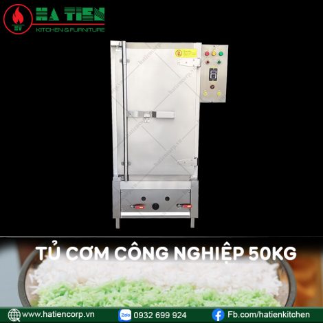 tủ cơm công nghiệp 50kg bằng gas và điện