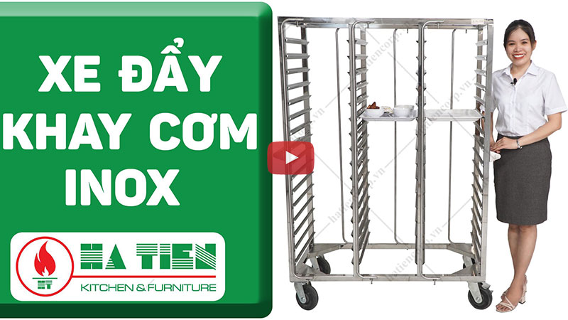 Xe đẩy khay cơm bằng inox