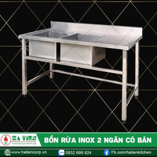 bồn rửa chén inox 2 ngăn 1