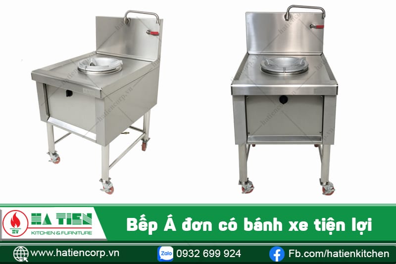 Bếp Á inox đơn gắn bánh xe tạo thuận tiện cho việc di chuyển