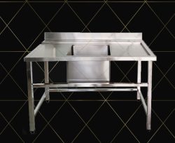 bồn rửa inox công nghiệp đơn có bàn 2 bên