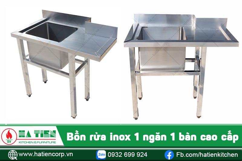 bồn rửa inox 1 ngăn 1 bàn cao cấp