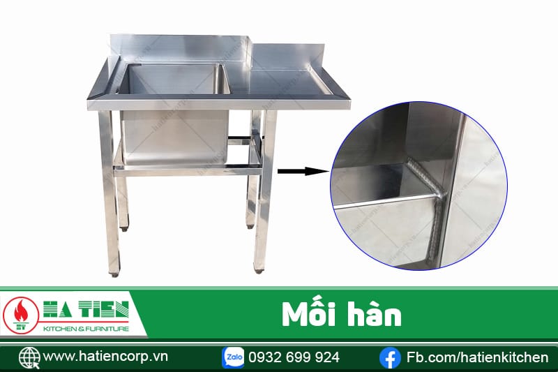 mối hàn bồn rửa inox 1 ngăn 