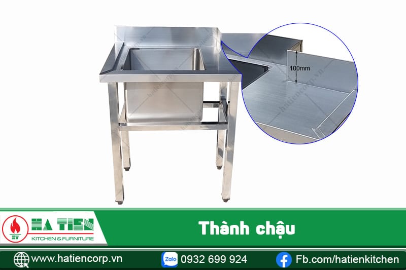 thành bồn rửa inox 1 ngăn