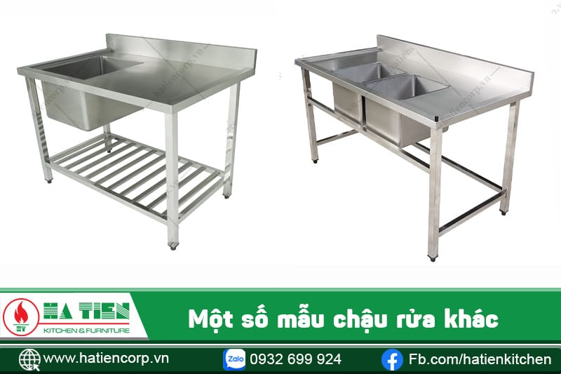Mẫu bồn rửa inox 1 ngăn, 2 ngăn có bàn