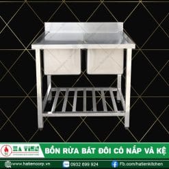 bồn rửa bát đôi có nắp