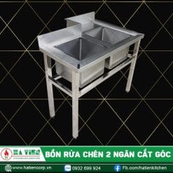 bồn rửa chén 2 ngăn cắt góc 1