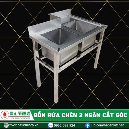 bồn rửa chén 2 ngăn cắt góc 1