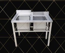 bồn rửa chén inox 2 ngăn cắt góc