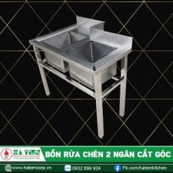 bồn rửa chén 2 ngăn áp tường