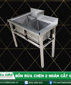 bồn rửa chén 2 ngăn áp tường