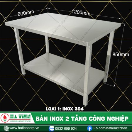 bàn inox 2 tầng chữ nhật