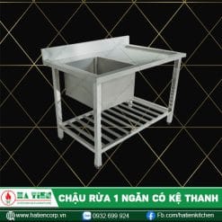 chậu rửa chén 1 ngăn có bàn có kệ thanh