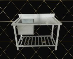 chậu rửa chén 1 ngăn có bàn và kệ thanh