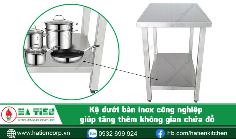 Kệ dưới giúp tăng thêm không gian chứa dụng cụ