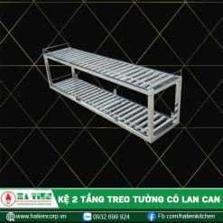 kệ chén 2 tầng treo tường lan can